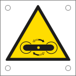 [49685J] 49685J - Cartello alluminio pericolo brandeggio rulli