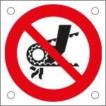 [49757MS] 49757MS - Foglio n.5 etichette autoadesive divieto inserire mani cinhie dentate