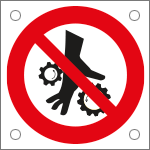 [49758M] 49758M - Cartello alluminio divieto inserire mani ingranaggi