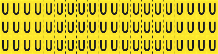 [900U] 900U - Foglio n.60 etichette adesive G/N lettera U