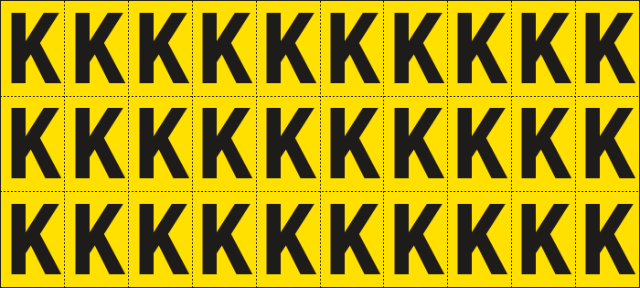 [902K] 902K - Foglio n.30 etichette adesive G/N lettera K