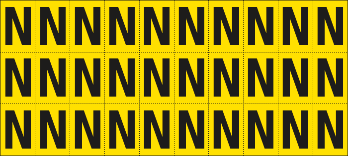 [902N] 902N - Foglio n.30 etichette adesive G/N lettera N