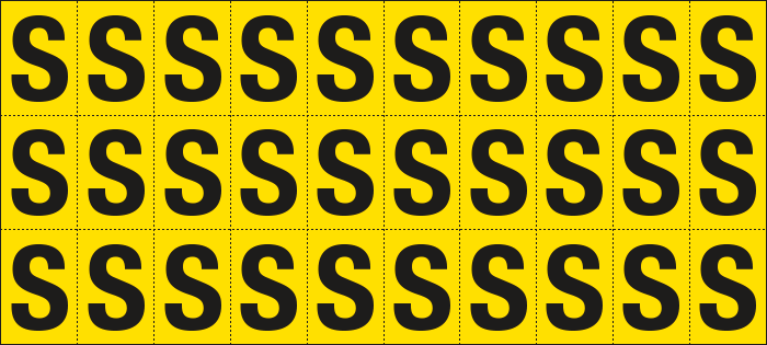 [902S] 902S - Foglio n.30 etichette adesive G/N lettera S