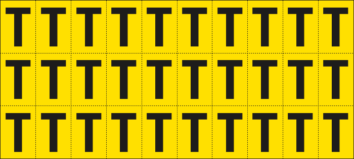[902T] 902T - Foglio n.30 etichette adesive G/N lettera T