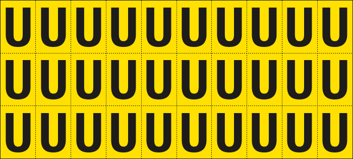 [902U] 902U - Foglio n.30 etichette adesive G/N lettera U