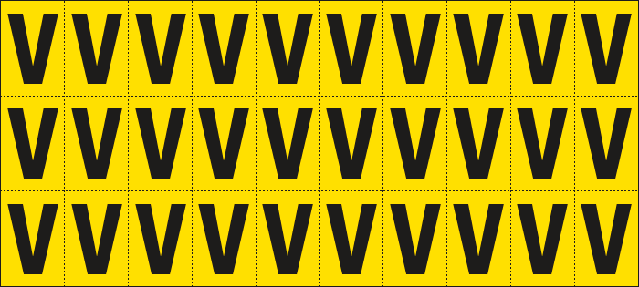 [902V] 902V - Foglio n.30 etichette adesive G/N lettera V