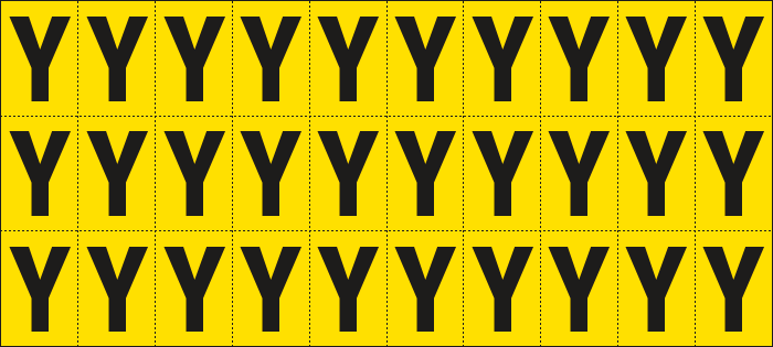 [902Y] 902Y - Foglio n.30 etichette adesive G/N lettera Y
