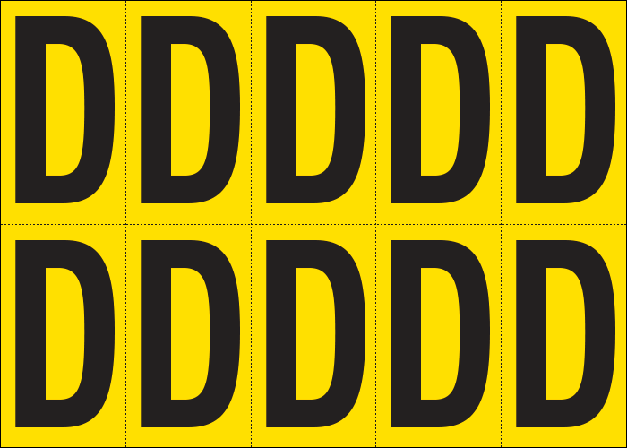 [905D] 905D - Foglio n.10 etichette adesive G/N lettera D