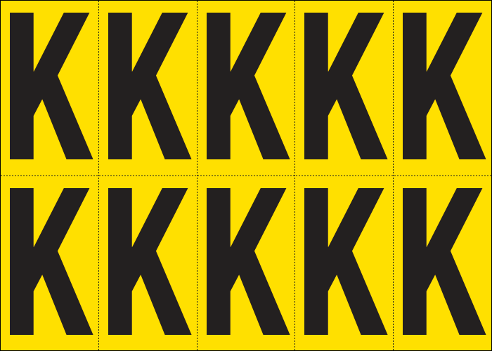 [905K] 905K - Foglio n.10 etichette adesive G/N lettera K