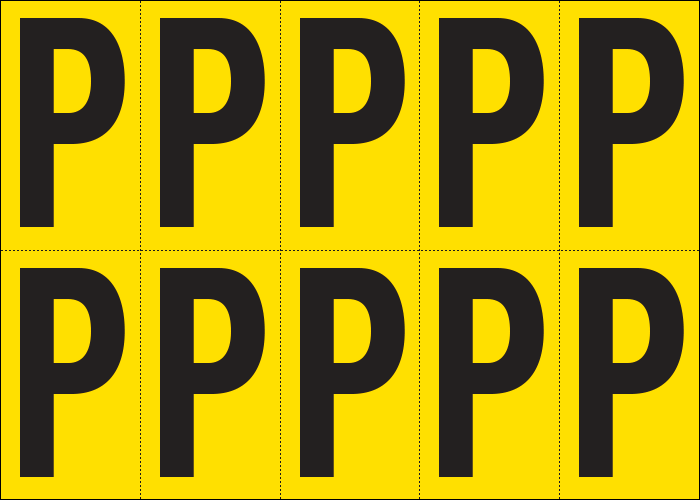 [905P] 905P - Foglio n.10 etichette adesive G/N lettera P