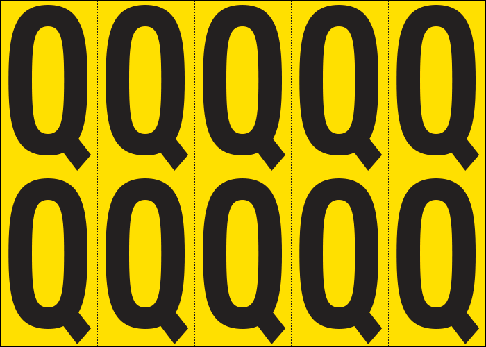 [905Q] 905Q - Foglio n.10 etichette adesive G/N lettera Q