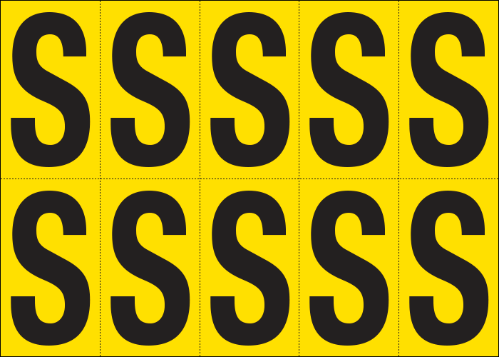 [905S] 905S - Foglio n.10 etichette adesive G/N lettera S