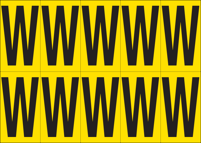 [905W] 905W - Foglio n.10 etichette adesive G/N lettera W