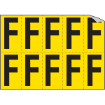 [906F] 906F - Foglio n.10 etichette adesive G/N lettera F