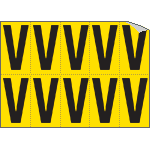 [906V] 906V - Foglio n.10 etichette adesive G/N lettera V