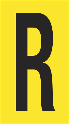 [907R] 907R - Foglio n.1 etichette adesive G/N lettera R