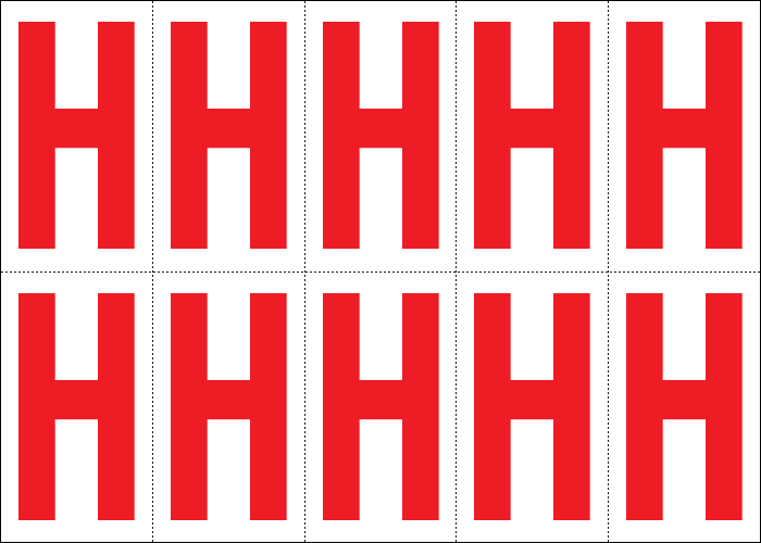 [915H] 915H - Foglio n.10 etichette adesive B/R lettera H.