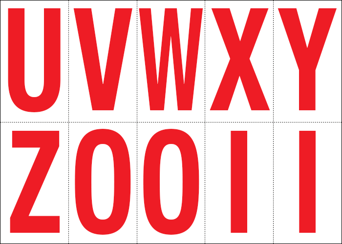 [915UZ] 915UZ - Foglio n.10 etichette adesive B/R lett.da U a Z