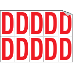 [916D] 916D - Foglio n.10 etichette adesive B/R lettera D