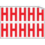 [916H] 916H - Foglio n.10 etichette adesive B/R lettera H