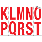 [916KT] 916KT - Foglio n.10 etichette adesive B/R lett.da K a T