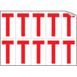 [916T] 916T - Foglio n.10 etichette adesive B/R lettera T