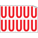 [916U] 916U - Foglio n.10 etichette adesive B/R lettera U