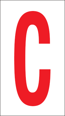 [917C] 917C - Foglio n.1 etichette adesive B/R lettera C
