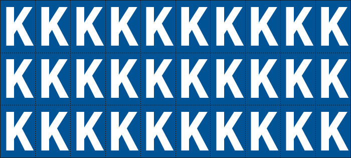 [922K] 922K - Foglio n.30 etichette adesive B/B lettera K