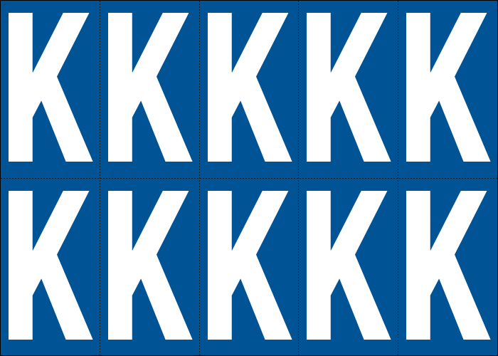 [925K] 925K - Foglio n.10 etichette adesive B/B lettera K