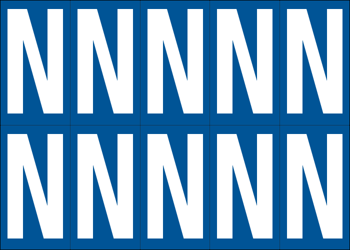 [925N] 925N - Foglio n.10 etichette adesive B/B lettera N