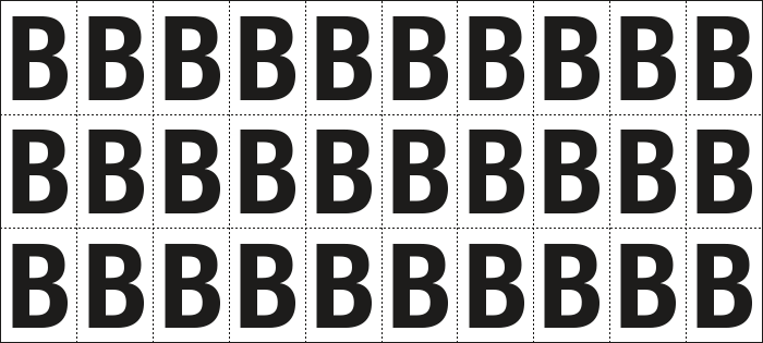 [932B] 932B - Foglio n.30 etichette adesive B/N lettera B