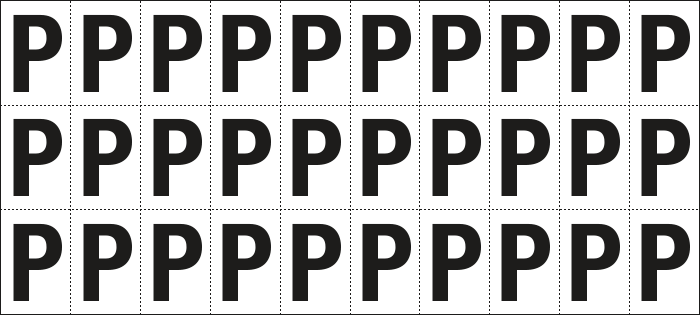 [932P] 932P - Foglio n.30 etichette adesive B/N lettera P