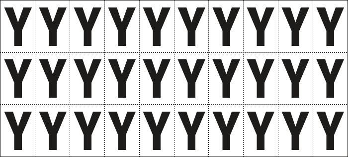 [932Y] 932Y - Foglio n.30 etichette adesive B/N lettera Y