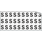 [933S] 933S - Foglio n.30 etichette adesive B/N lettera S