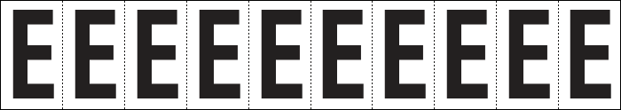 [934E] 934E - Foglio n.10 etichette adesive B/N lettera E