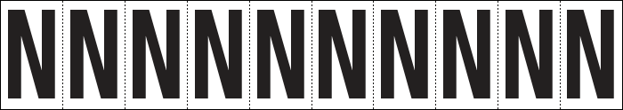 [934N] 934N - Foglio n.10 etichette adesive B/N lettera N
