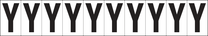 [934Y] 934Y - Foglio n.10 etichette adesive B/N lettera Y