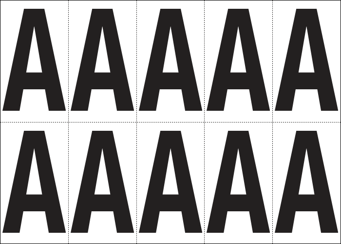 [935A] 935A - Foglio n.10 etichette autoadesive B/N lettera A