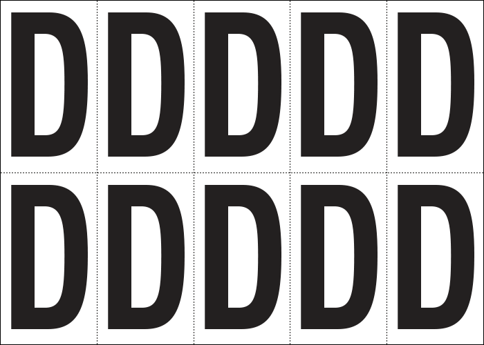 [935D] 935D - Foglio n.10 etichette autoadesive B/N lettera D