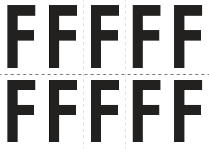 [935F] 935F - Foglio n.10 etichette autoadesive B/N lettera F