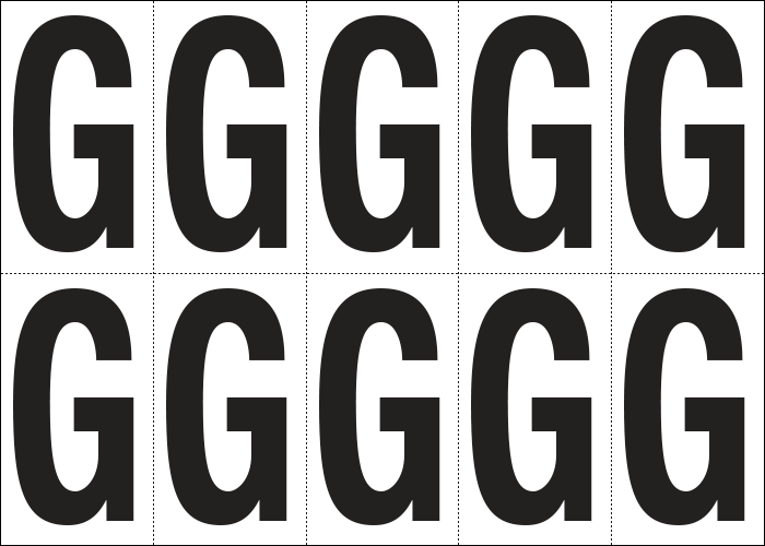 [935G] 935G - Foglio n.10 etichette autoadesive B/N lettera G