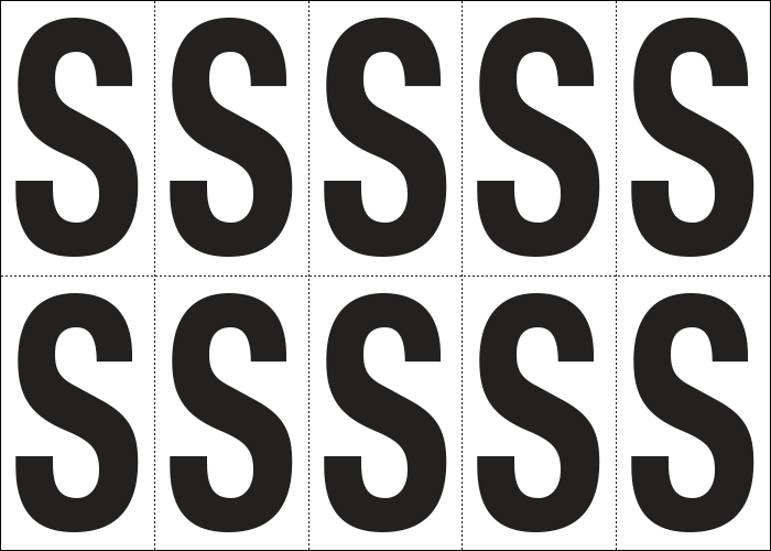 [935S] 935S - Foglio n.10 etichette autoadesive B/N lettera S