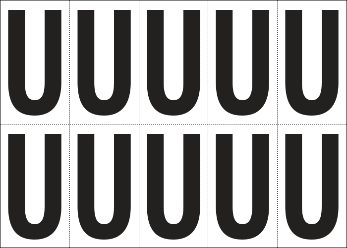 [935U] 935U - Foglio n.10 etichette autoadesive B/N lettera U