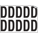 [936D] 936D - Foglio n.10 etichette autoadesive B/N lettera D