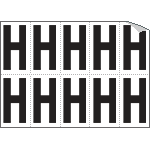 [936H] 936H - Foglio n.10 etichette autoadesive B/N lettera H
