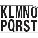 [936KT] 936KT - Foglio n.10 etichette autoadesive B/N lettere da K a T