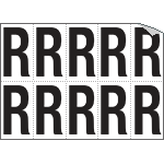 [936R] 936R - Foglio n.10 etichette autoadesive B/N lettera R