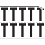 [936T] 936T - Foglio n.10 etichette autoadesive B/N lettera T