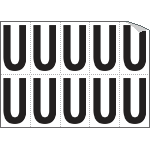 [936U] 936U - Foglio n.10 etichette autoadesive B/N lettera U